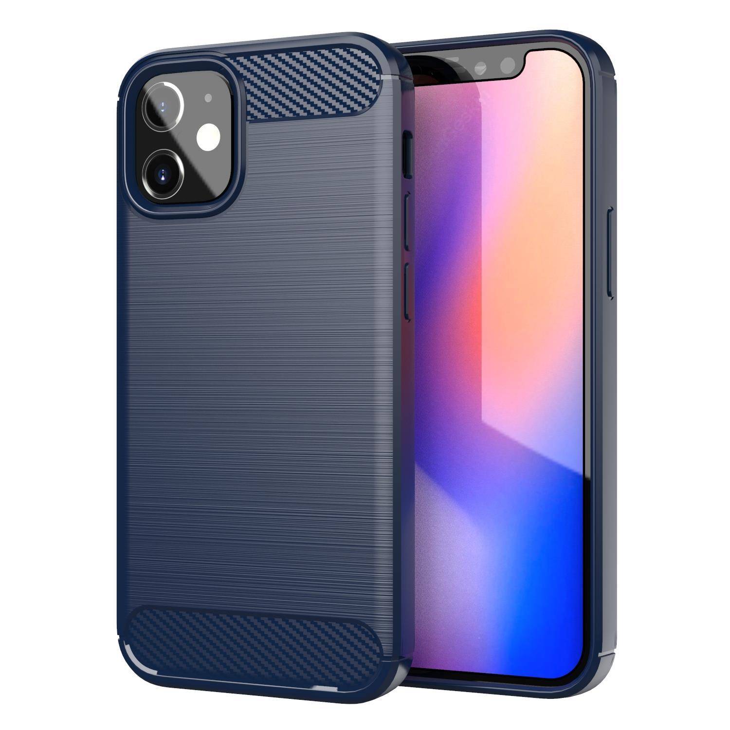 Cadorabo Hülle für Apple iPhone 12 MINI in Blau Schutzhülle TPU Case Cover Etui Handyhülle
