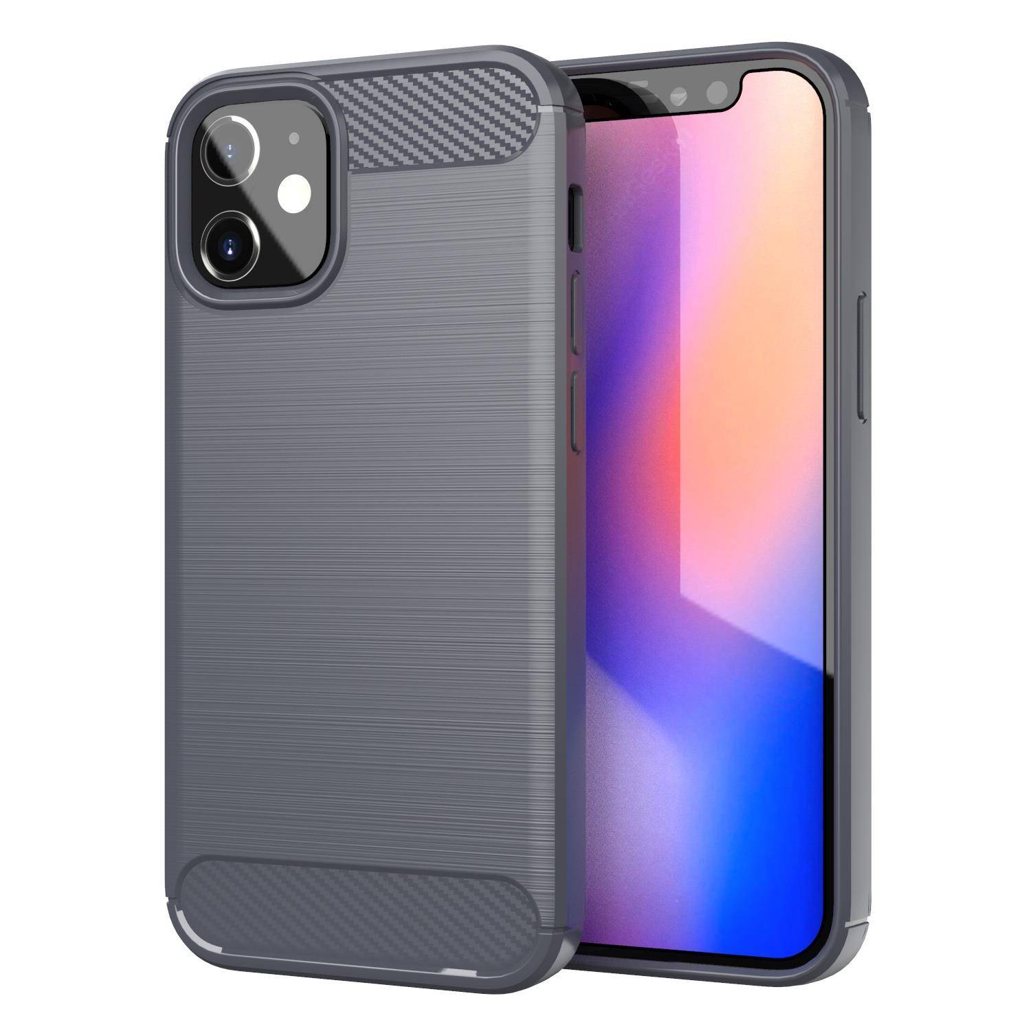 Cadorabo Hülle für Apple iPhone 12 MINI in Grau Schutzhülle TPU Case Cover Etui Handyhülle