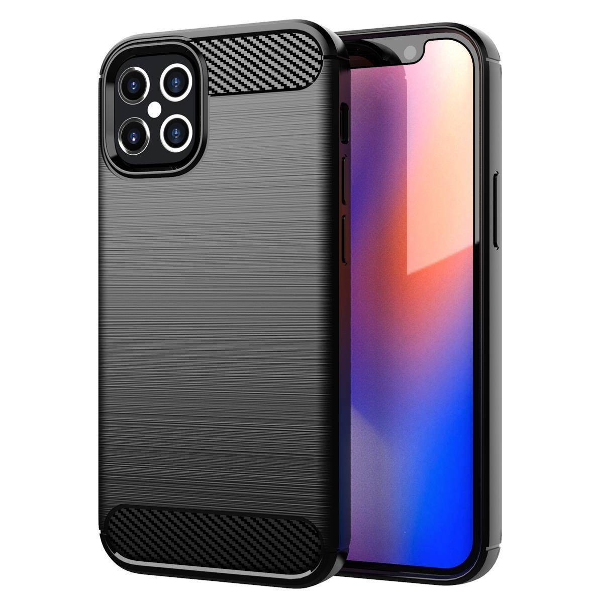 Cadorabo Hülle für Apple iPhone 12 PRO MAX in Schwarz Schutzhülle TPU Case Cover Etui Handyhülle
