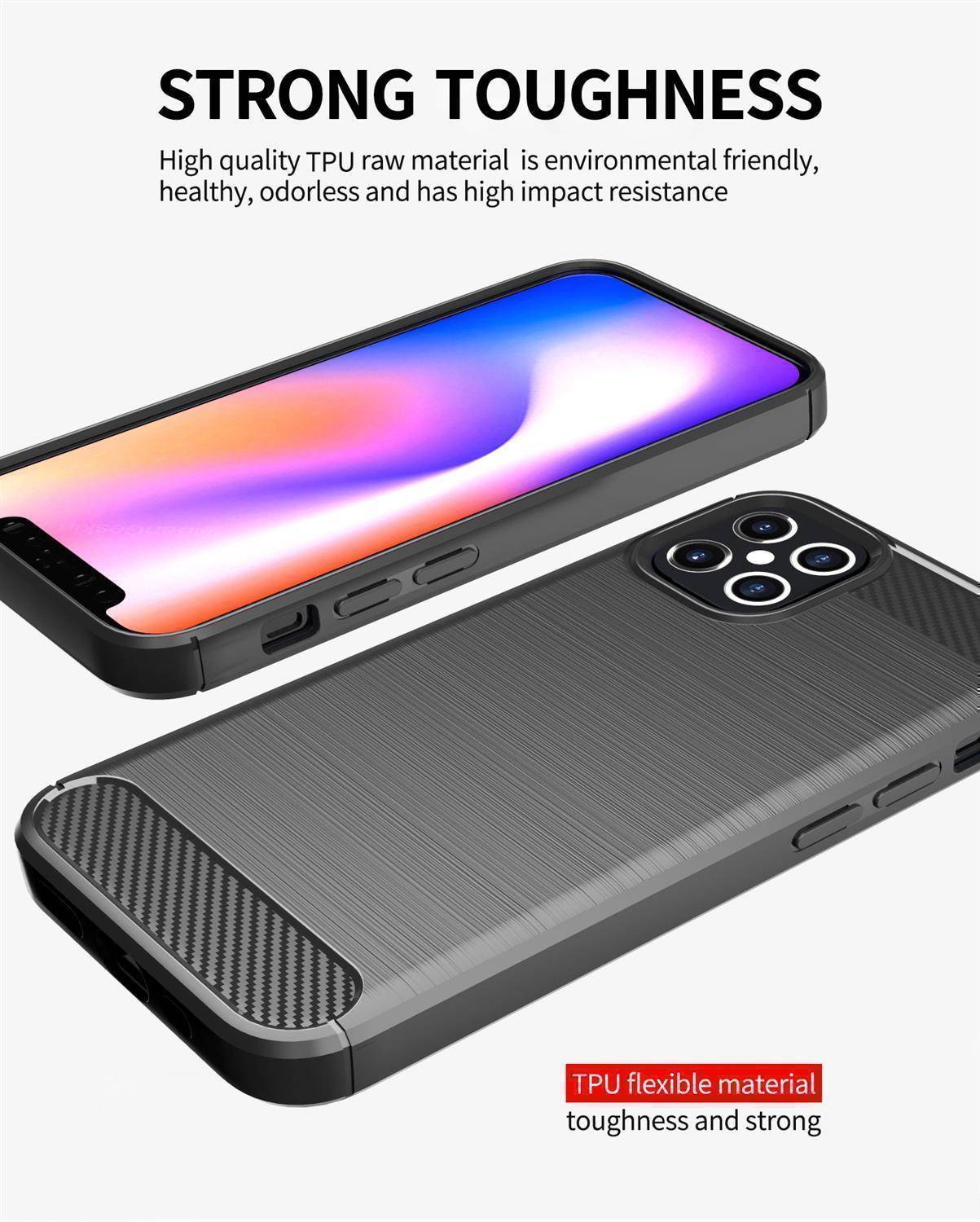 Cadorabo Hülle für Apple iPhone 12 PRO MAX in Schwarz Schutzhülle TPU Case Cover Etui Handyhülle