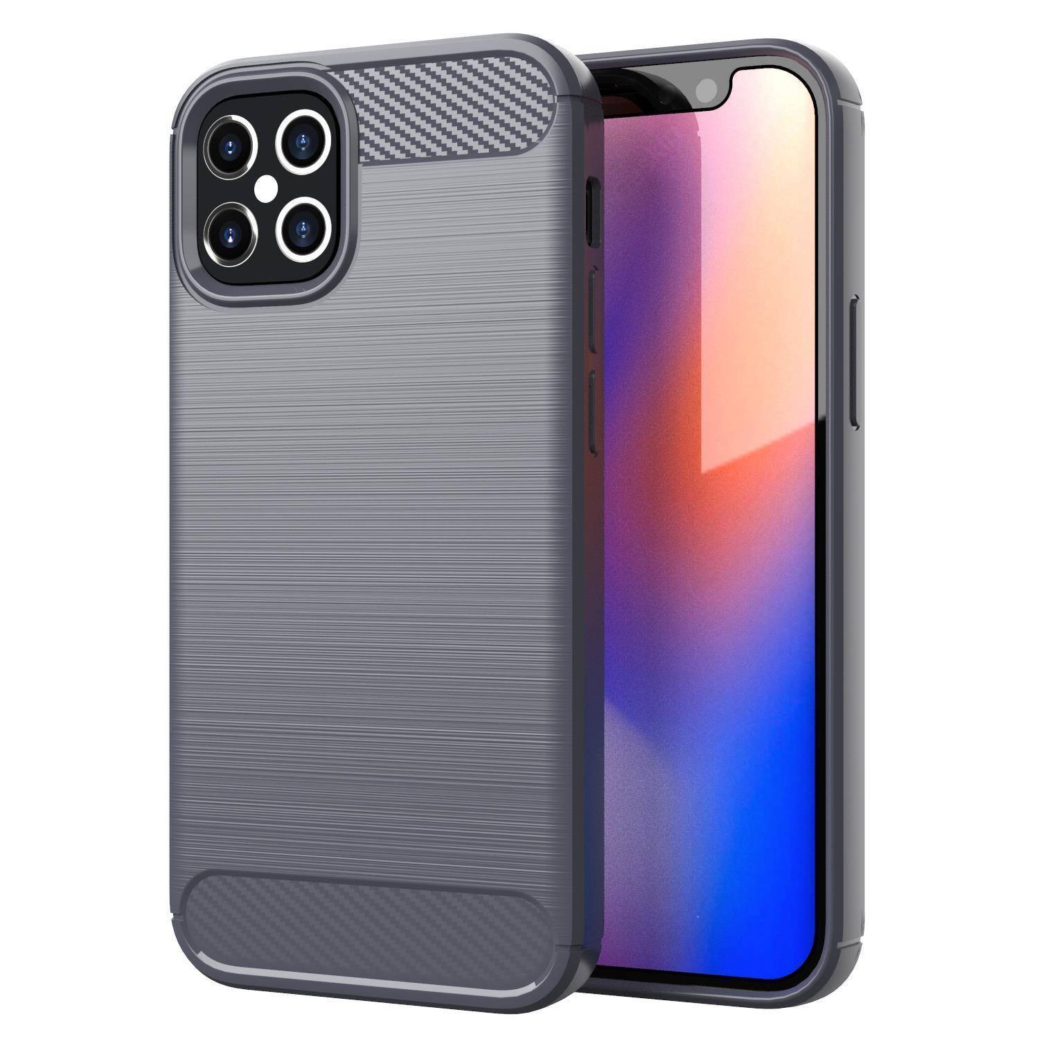 Cadorabo Hülle für Apple iPhone 12 PRO MAX in Grau Schutzhülle TPU Case Cover Etui Handyhülle