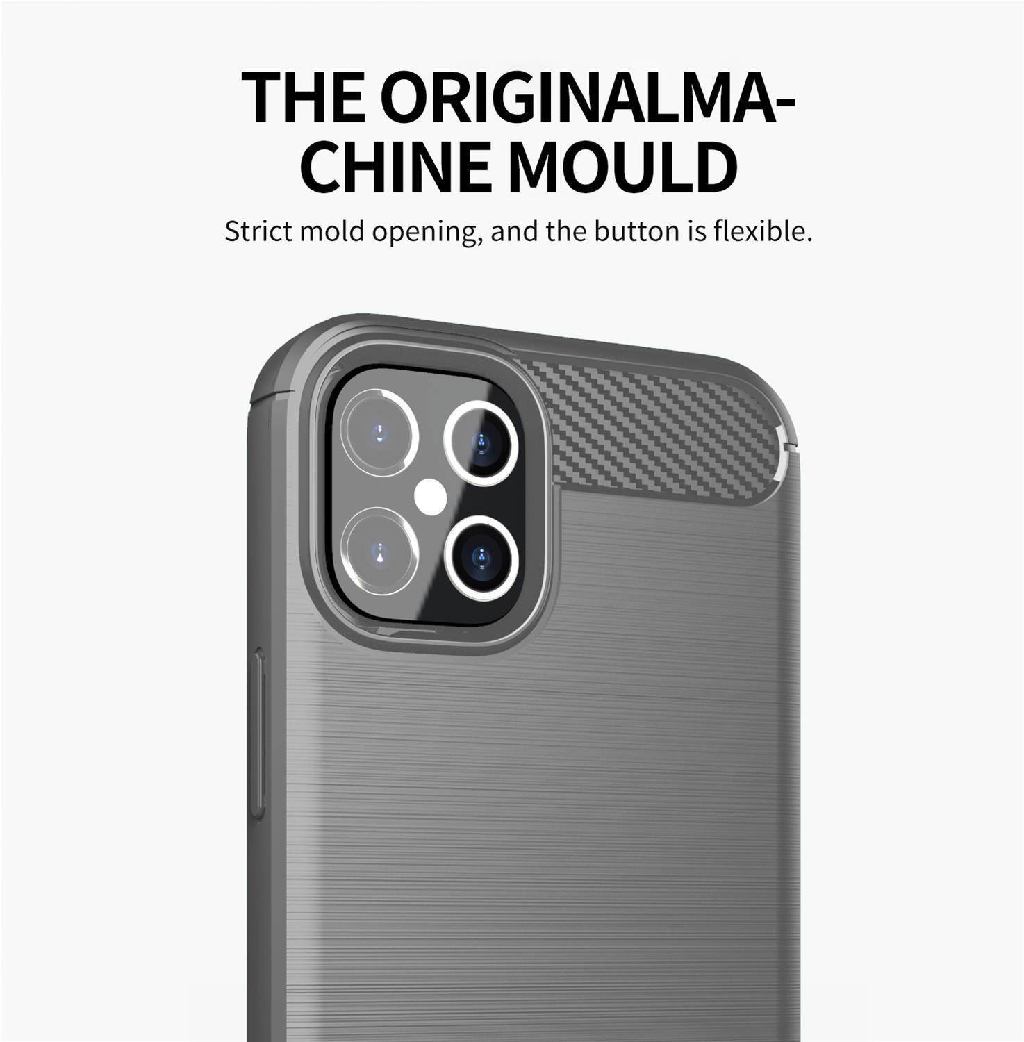 Cadorabo Hülle für Apple iPhone 12 PRO MAX in Grau Schutzhülle TPU Case Cover Etui Handyhülle