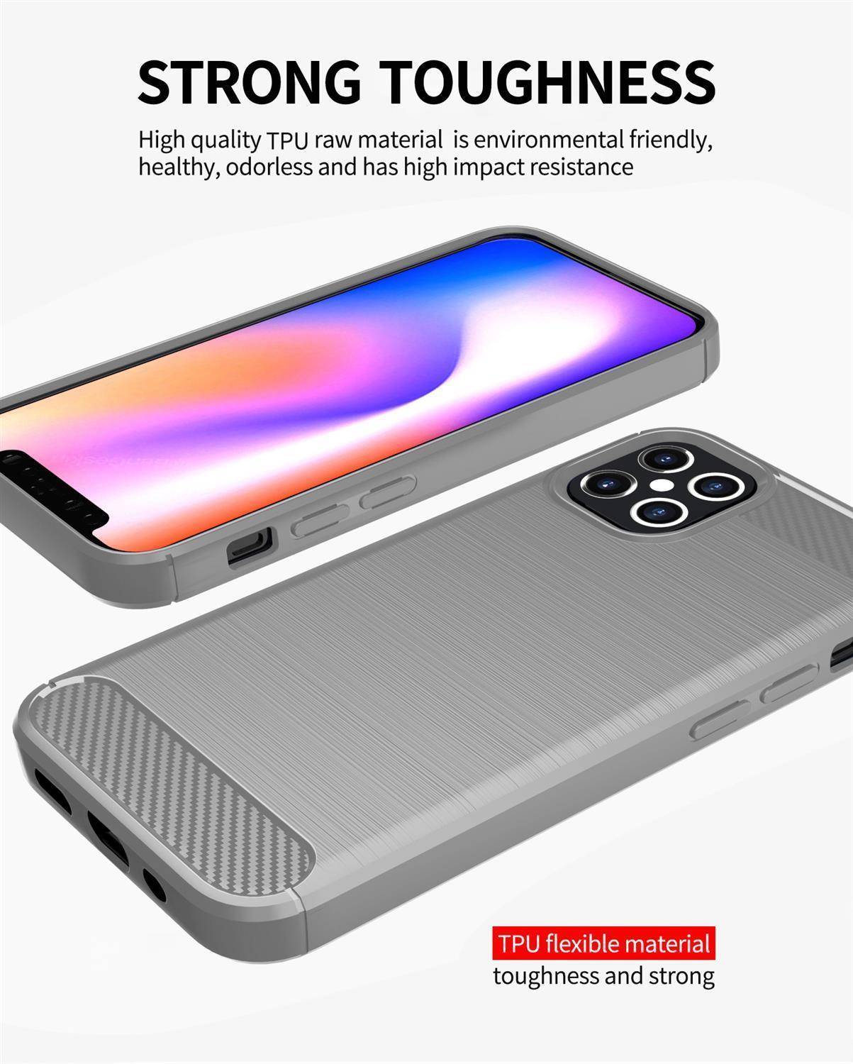 Cadorabo Hülle für Apple iPhone 12 PRO MAX in Grau Schutzhülle TPU Case Cover Etui Handyhülle