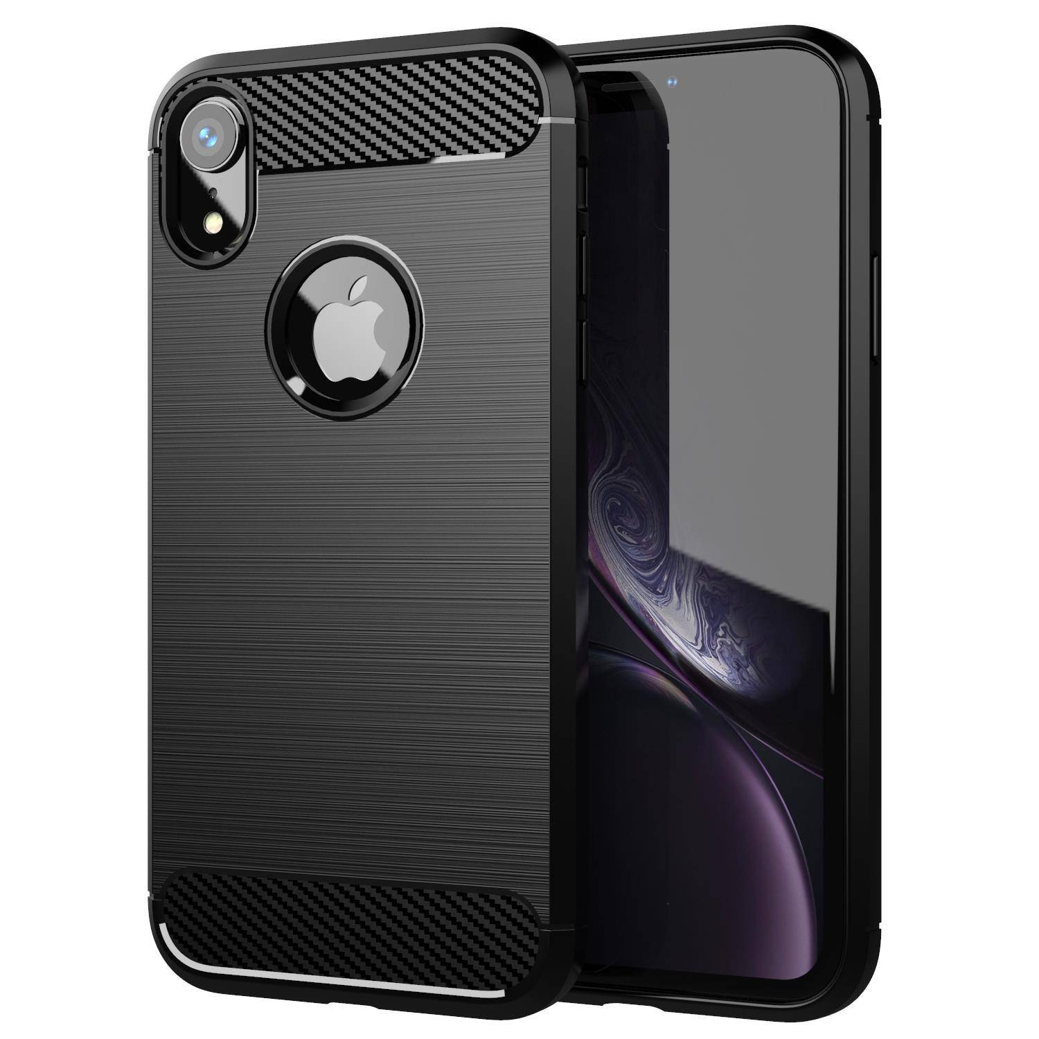 Cadorabo Hülle für Apple iPhone XR in Schwarz Schutzhülle TPU Case Cover Etui Handyhülle