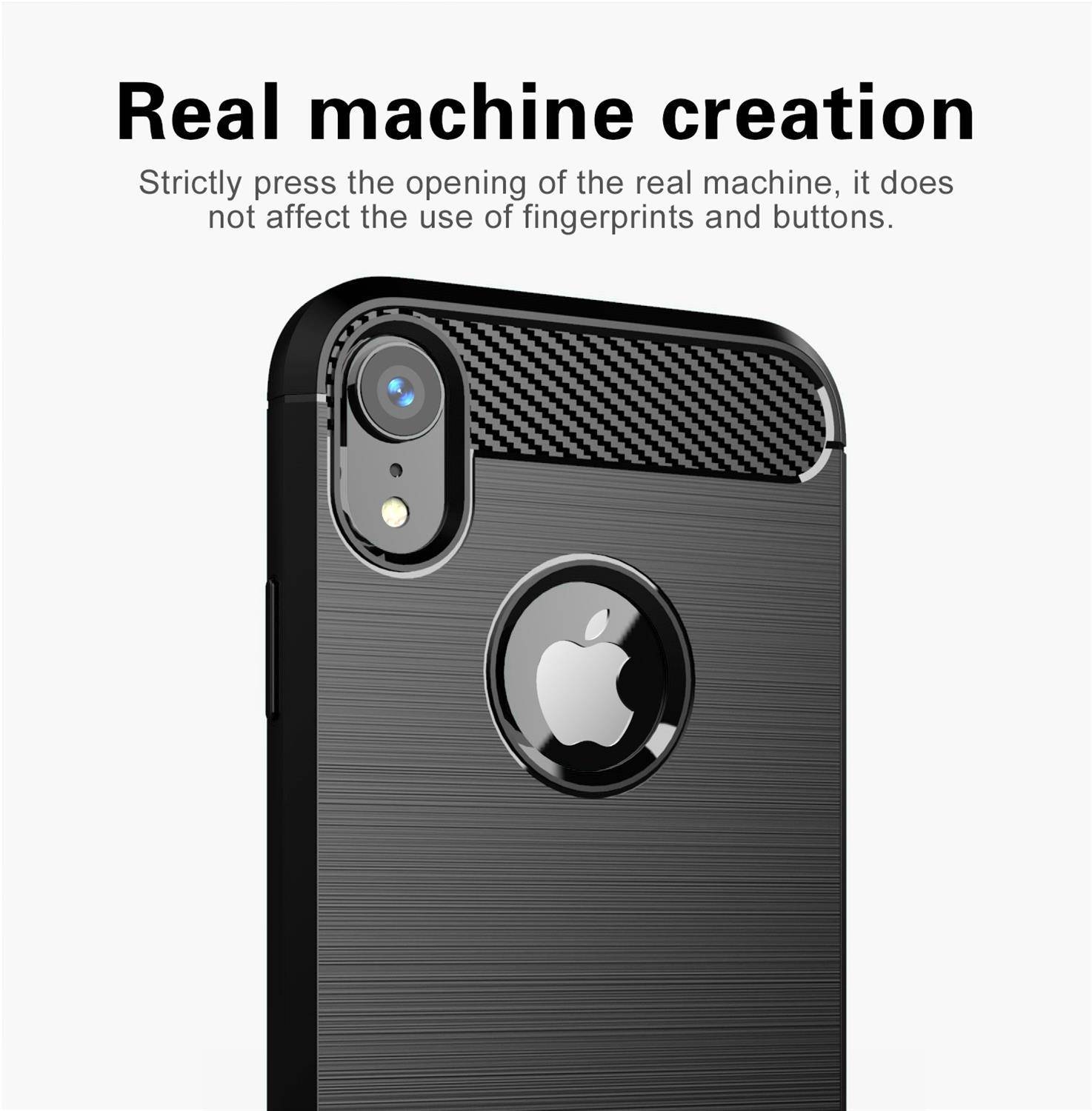 Cadorabo Hülle für Apple iPhone XR in Schwarz Schutzhülle TPU Case Cover Etui Handyhülle