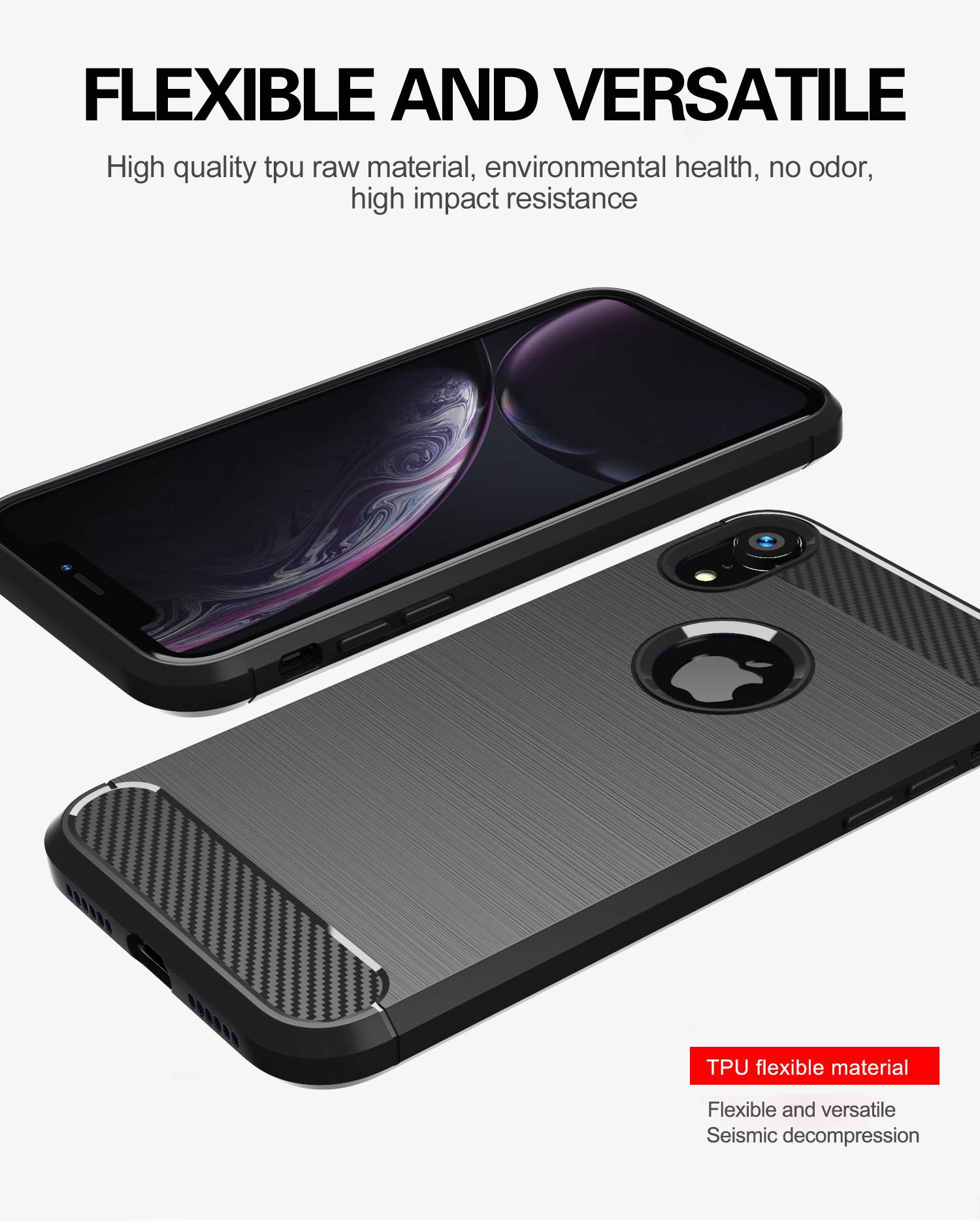 Cadorabo Hülle für Apple iPhone XR in Schwarz Schutzhülle TPU Case Cover Etui Handyhülle