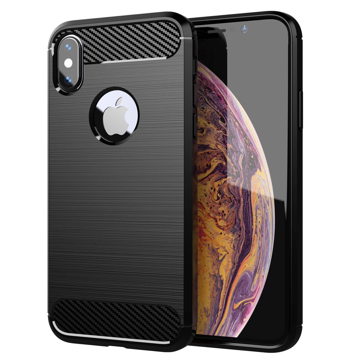 Cadorabo Hülle für Apple iPhone XS MAX in Schwarz Schutzhülle TPU Case Cover Etui Handyhülle
