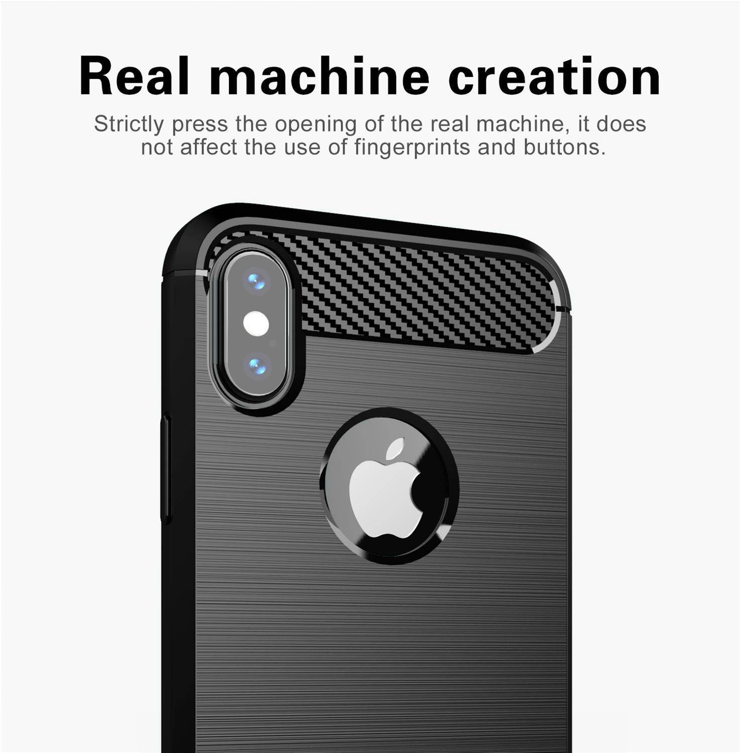Cadorabo Hülle für Apple iPhone XS MAX in Schwarz Schutzhülle TPU Case Cover Etui Handyhülle