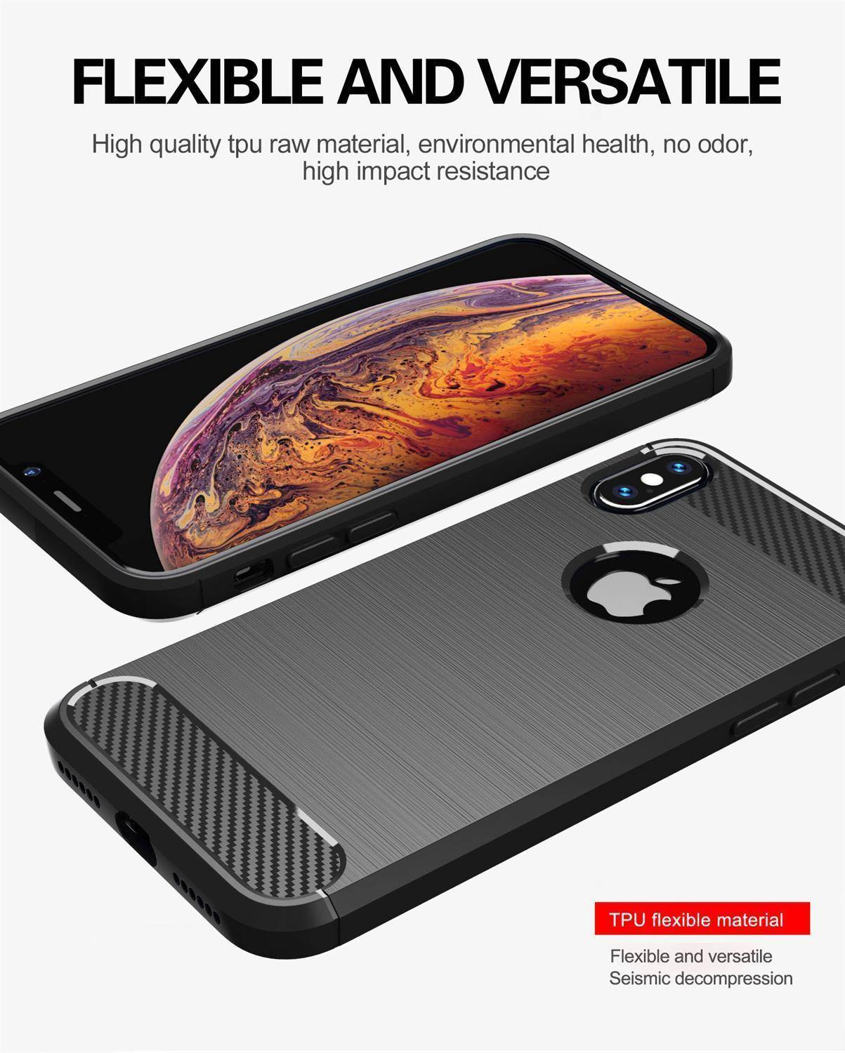 Cadorabo Hülle für Apple iPhone XS MAX in Schwarz Schutzhülle TPU Case Cover Etui Handyhülle