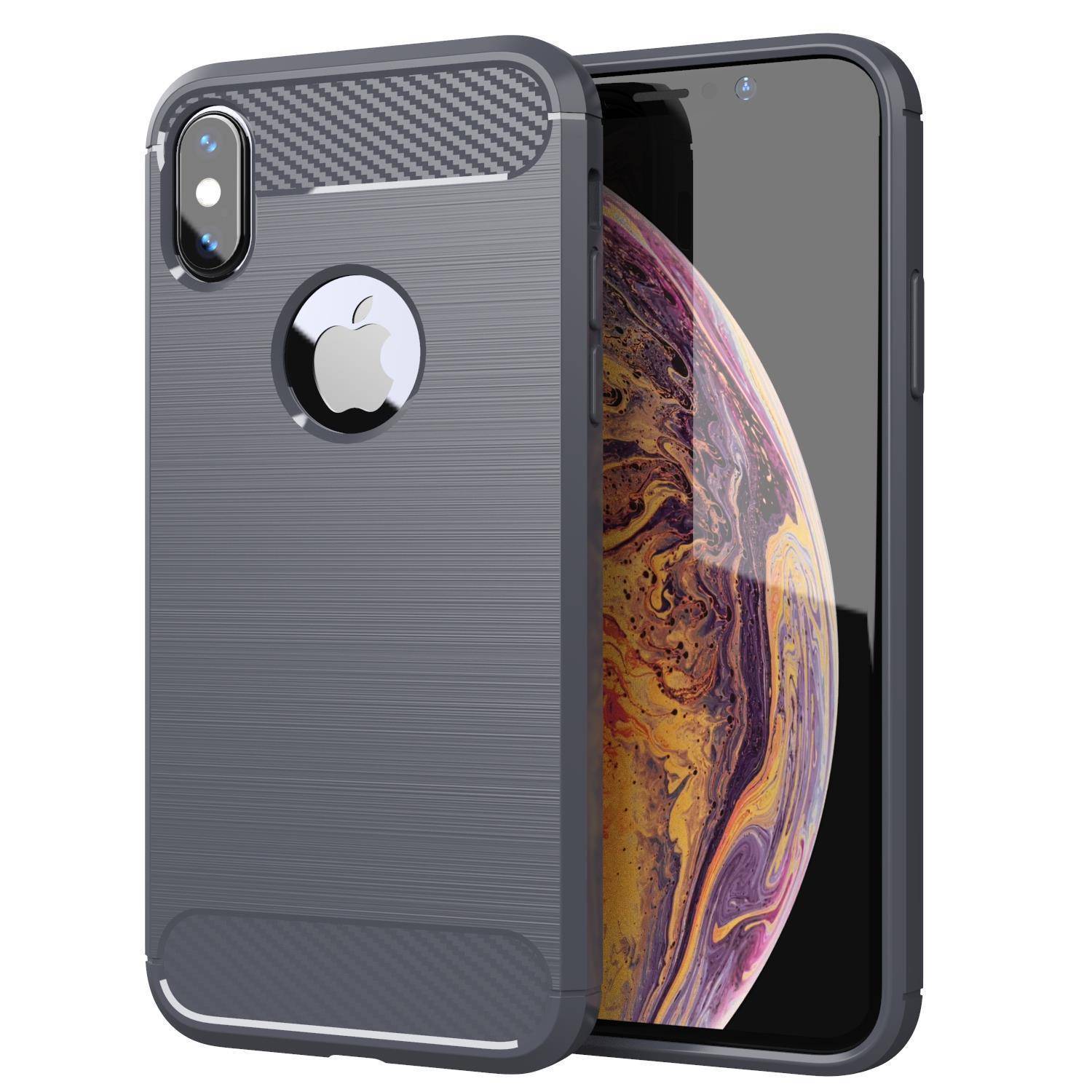 Cadorabo Hülle für Apple iPhone XS MAX in Grau Schutzhülle TPU Case Cover Etui Handyhülle
