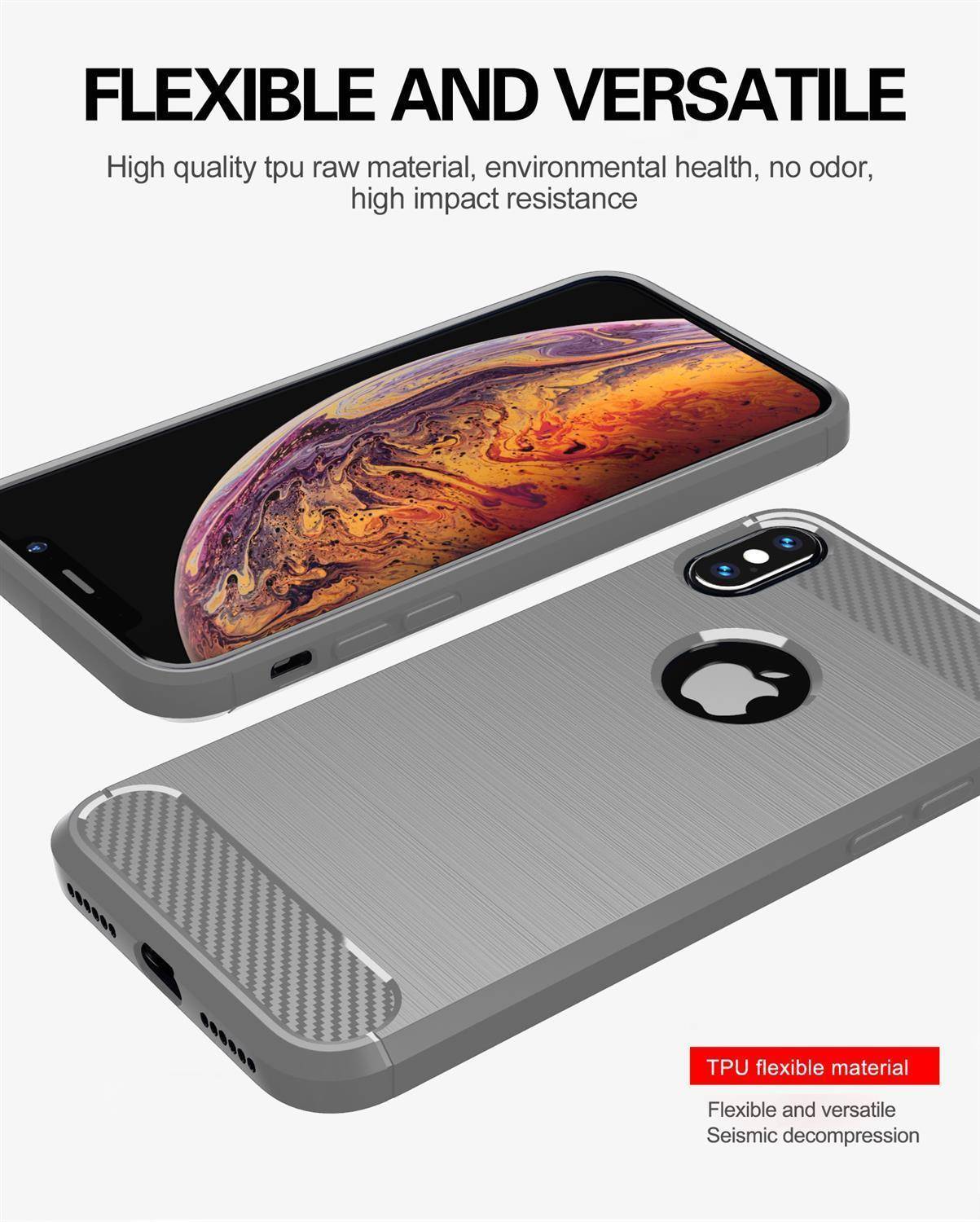 Cadorabo Hülle für Apple iPhone XS MAX in Grau Schutzhülle TPU Case Cover Etui Handyhülle