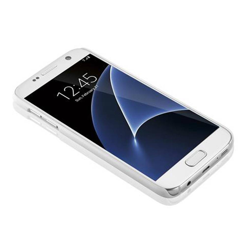 Cadorabo Hülle für Samsung Galaxy S7 Schutz Hülle in Weiß Hard Case Schutzhülle Blumen Etui Handyhülle
