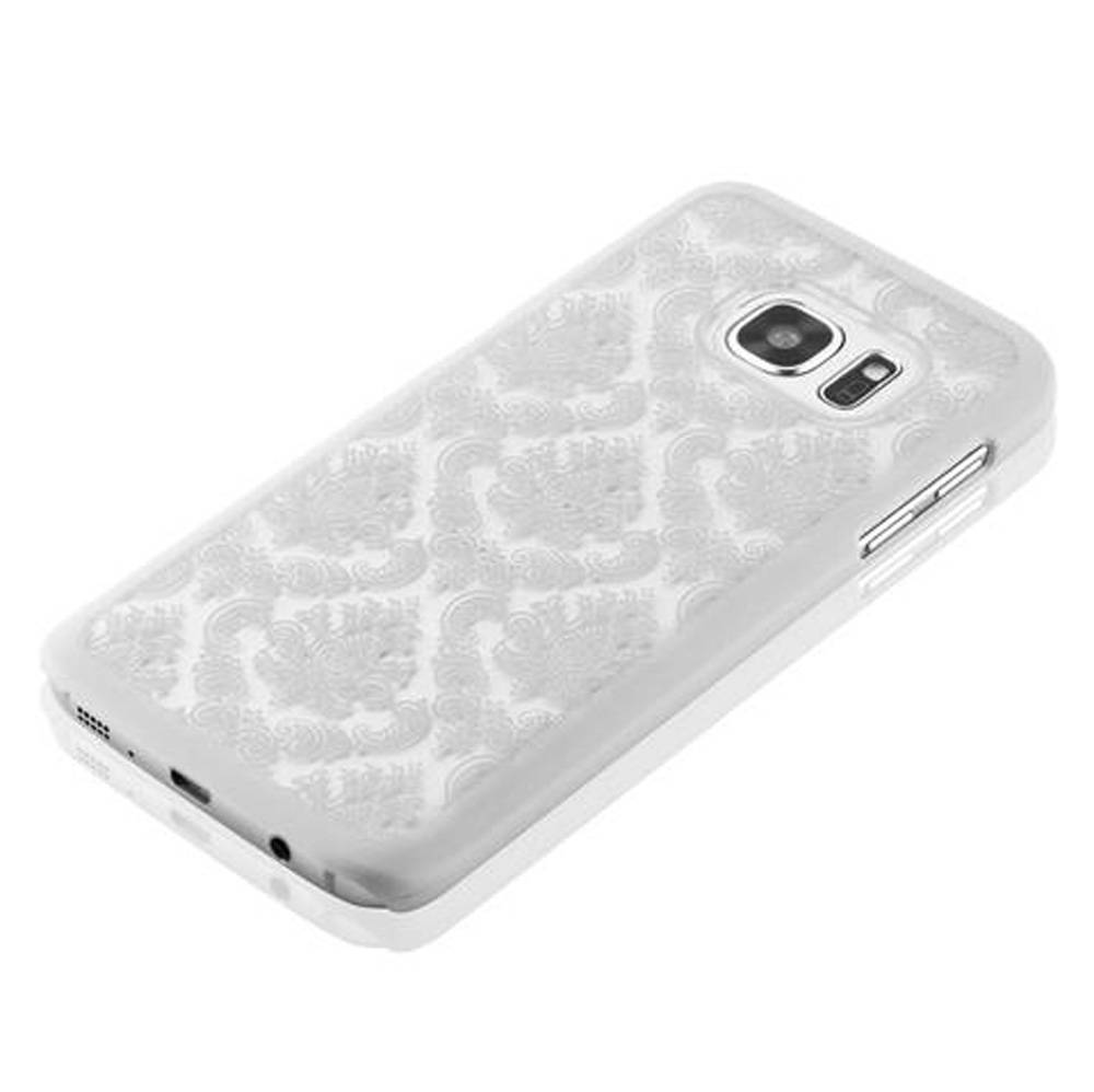 Cadorabo Hülle für Samsung Galaxy S7 Schutz Hülle in Weiß Hard Case Schutzhülle Blumen Etui Handyhülle
