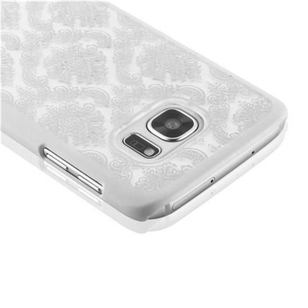 Cadorabo Hülle für Samsung Galaxy S7 Schutz Hülle in Weiß Hard Case Schutzhülle Blumen Etui Handyhülle