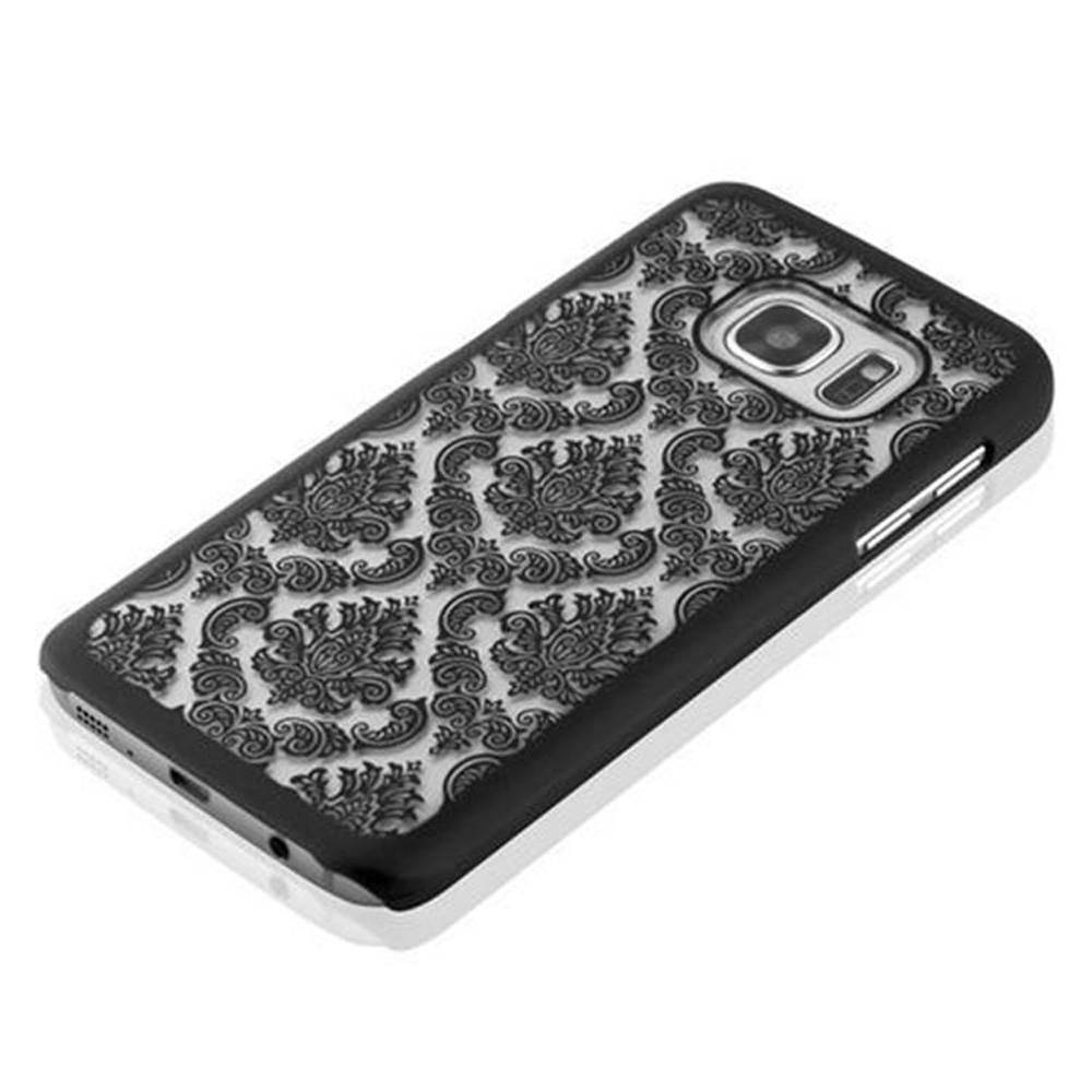 Cadorabo Hülle für Samsung Galaxy S7 Schutz Hülle in Schwarz Hard Case Schutzhülle Blumen Etui Handyhülle