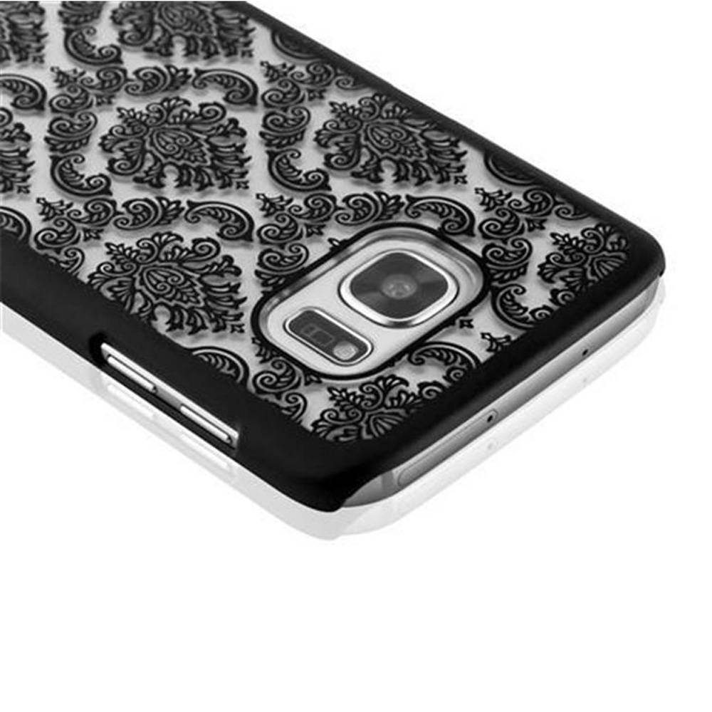 Cadorabo Hülle für Samsung Galaxy S7 Schutz Hülle in Schwarz Hard Case Schutzhülle Blumen Etui Handyhülle