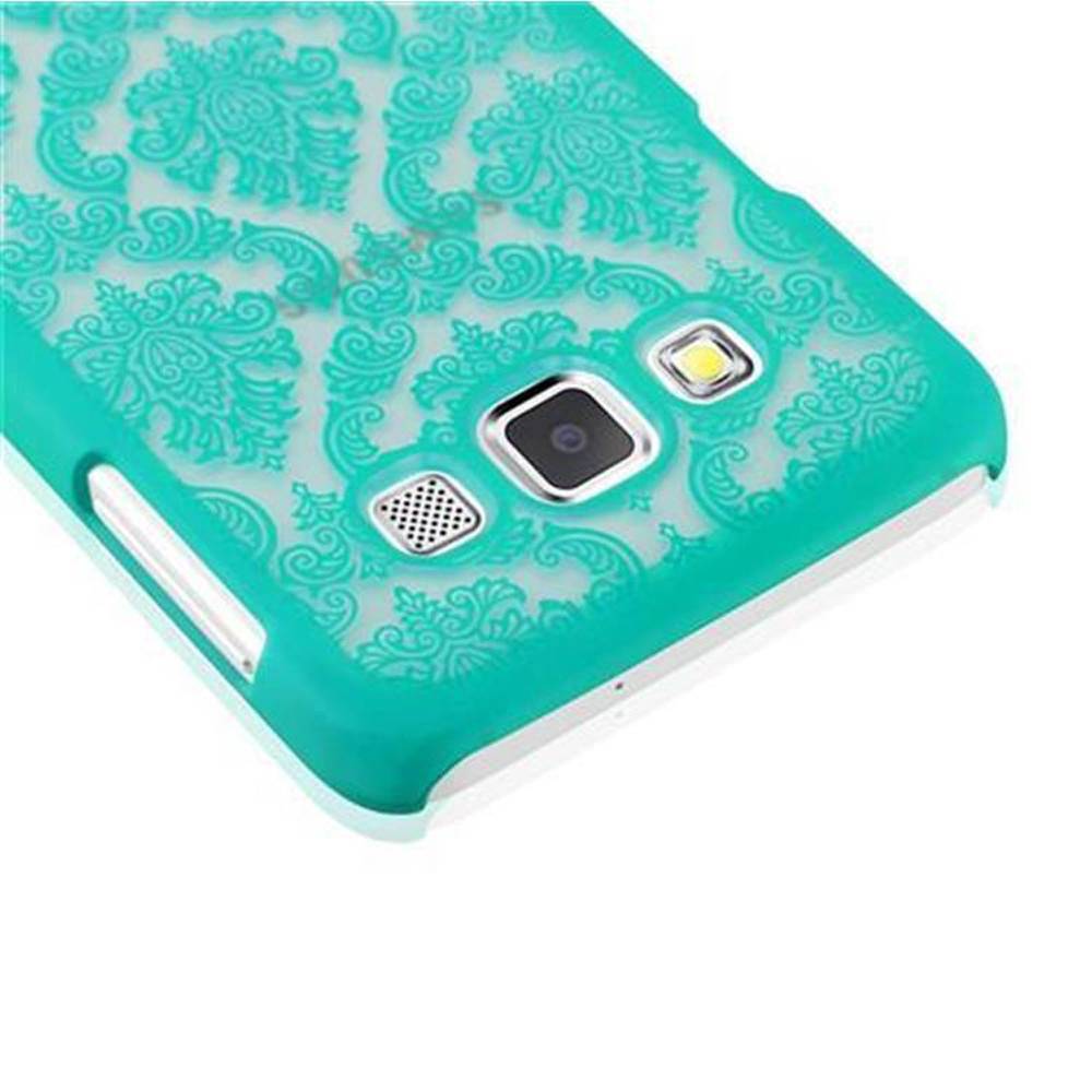 Cadorabo Hülle für Samsung Galaxy A3 2015 Schutz Hülle in Grün Hard Case Schutzhülle Blumen Etui Handyhülle