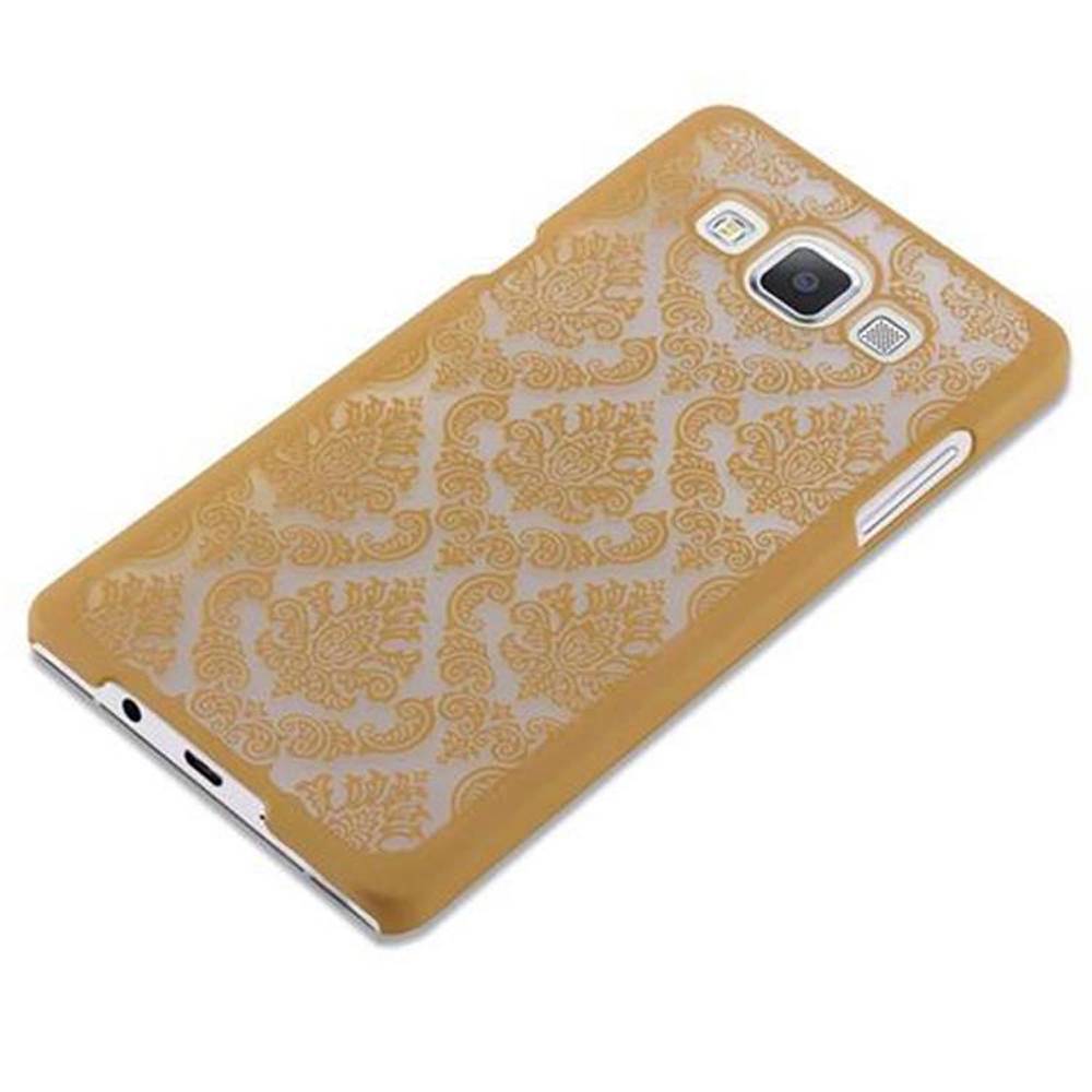 Cadorabo Hülle für Samsung Galaxy A5 2015 Schutz Hülle in Gold Hard Case Schutzhülle Blumen Etui Handyhülle