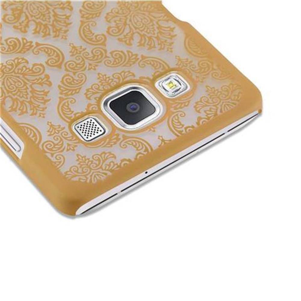 Cadorabo Hülle für Samsung Galaxy A5 2015 Schutz Hülle in Gold Hard Case Schutzhülle Blumen Etui Handyhülle