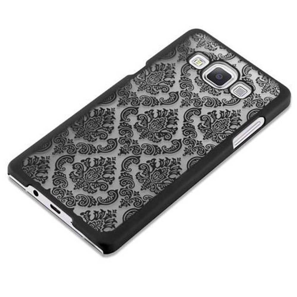 Cadorabo Hülle für Samsung Galaxy A5 2015 Schutz Hülle in Schwarz Hard Case Schutzhülle Blumen Etui Handyhülle