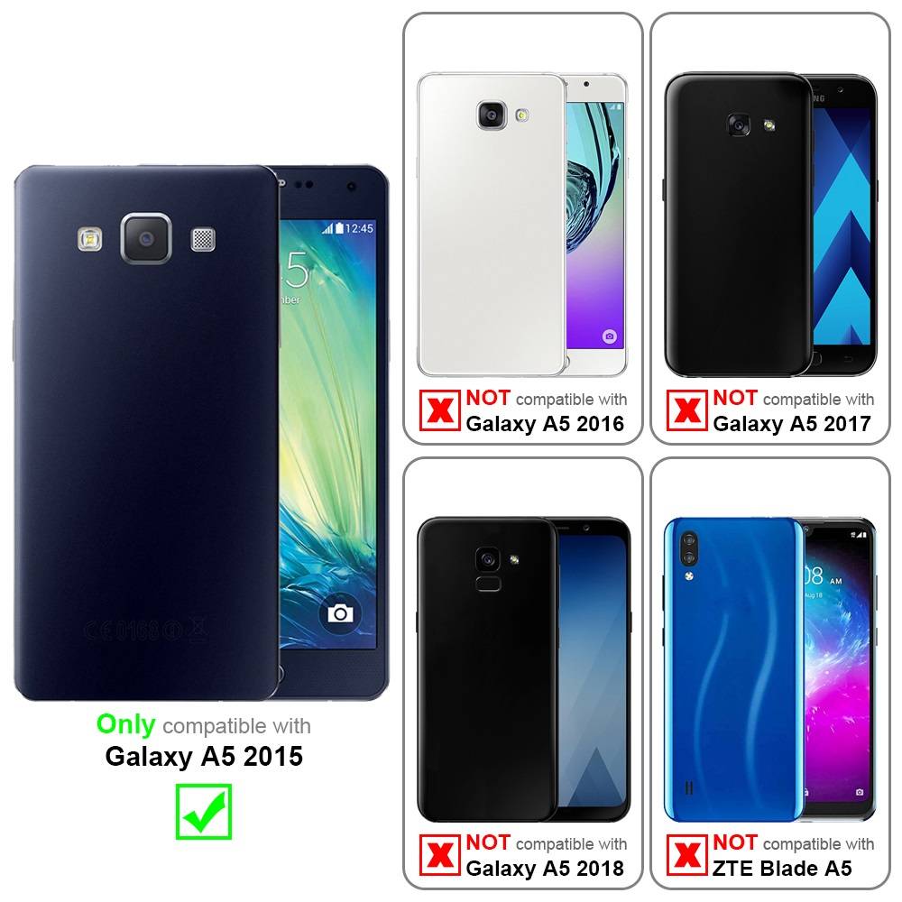 Cadorabo Hülle für Samsung Galaxy A5 2015 Schutz Hülle in Schwarz Hard Case Schutzhülle Blumen Etui Handyhülle
