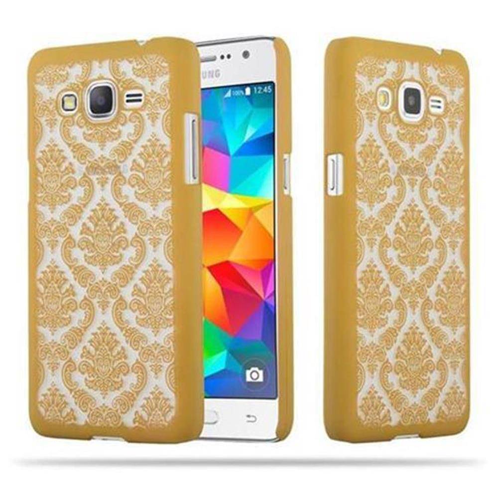 Cadorabo Hülle für Samsung Galaxy GRAND PRIME Schutz Hülle in Gold Hard Case Schutzhülle Blumen Etui Handyhülle
