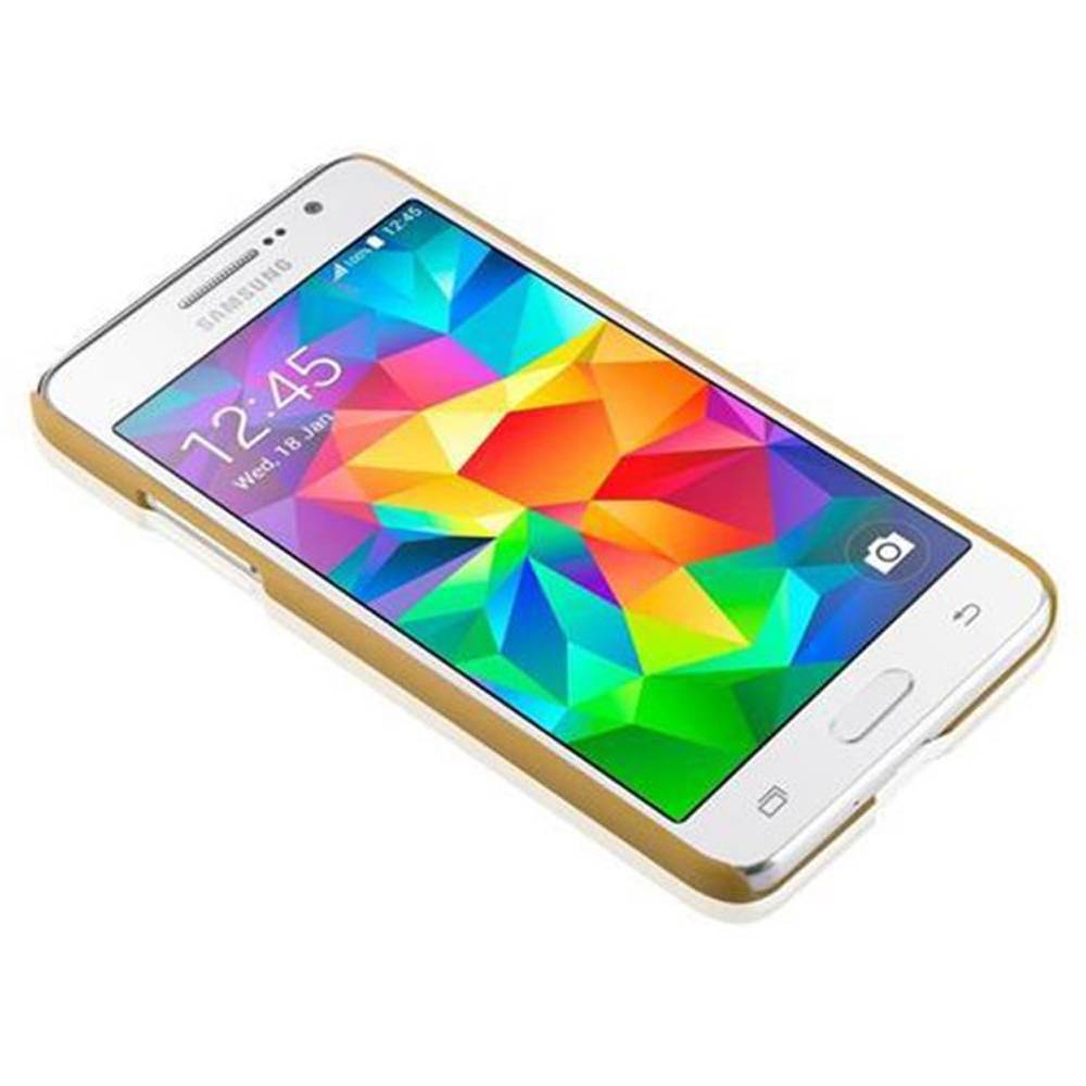 Cadorabo Hülle für Samsung Galaxy GRAND PRIME Schutz Hülle in Gold Hard Case Schutzhülle Blumen Etui Handyhülle