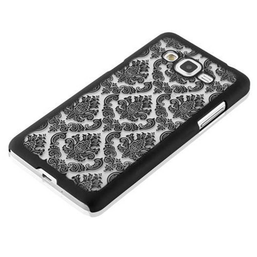 Cadorabo Hülle für Samsung Galaxy GRAND PRIME Schutz Hülle in Schwarz Hard Case Schutzhülle Blumen Etui Handyhülle