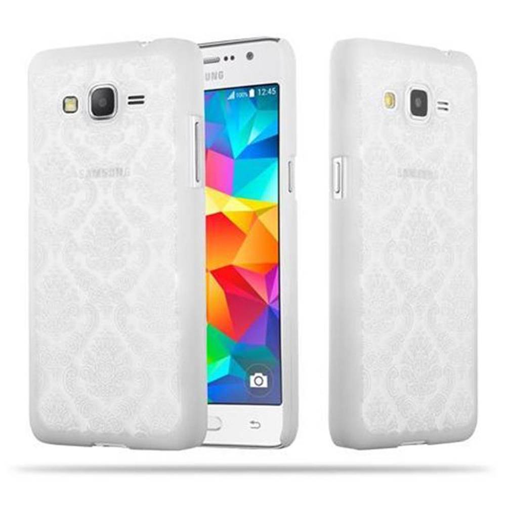 Cadorabo Hülle für Samsung Galaxy GRAND PRIME Schutz Hülle in Weiß Hard Case Schutzhülle Blumen Etui Handyhülle