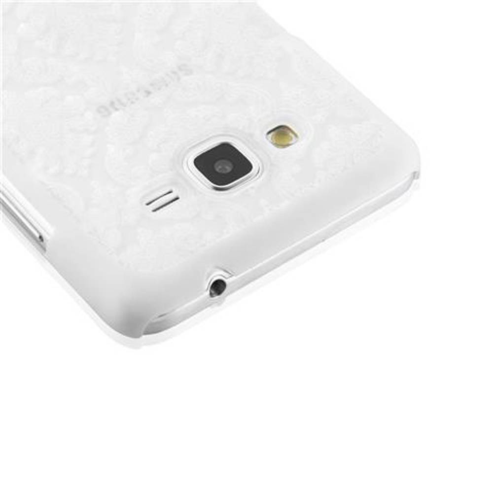 Cadorabo Hülle für Samsung Galaxy GRAND PRIME Schutz Hülle in Weiß Hard Case Schutzhülle Blumen Etui Handyhülle