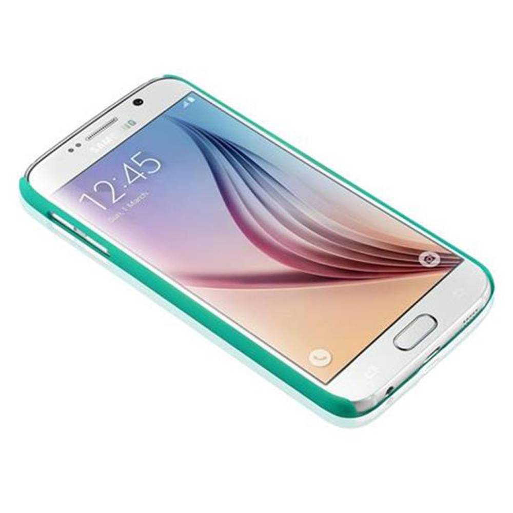 Cadorabo Hülle für Samsung Galaxy S6 Schutz Hülle in Grün Hard Case Schutzhülle Blumen Etui Handyhülle