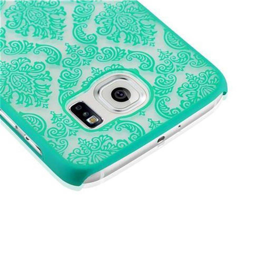 Cadorabo Hülle für Samsung Galaxy S6 Schutz Hülle in Grün Hard Case Schutzhülle Blumen Etui Handyhülle