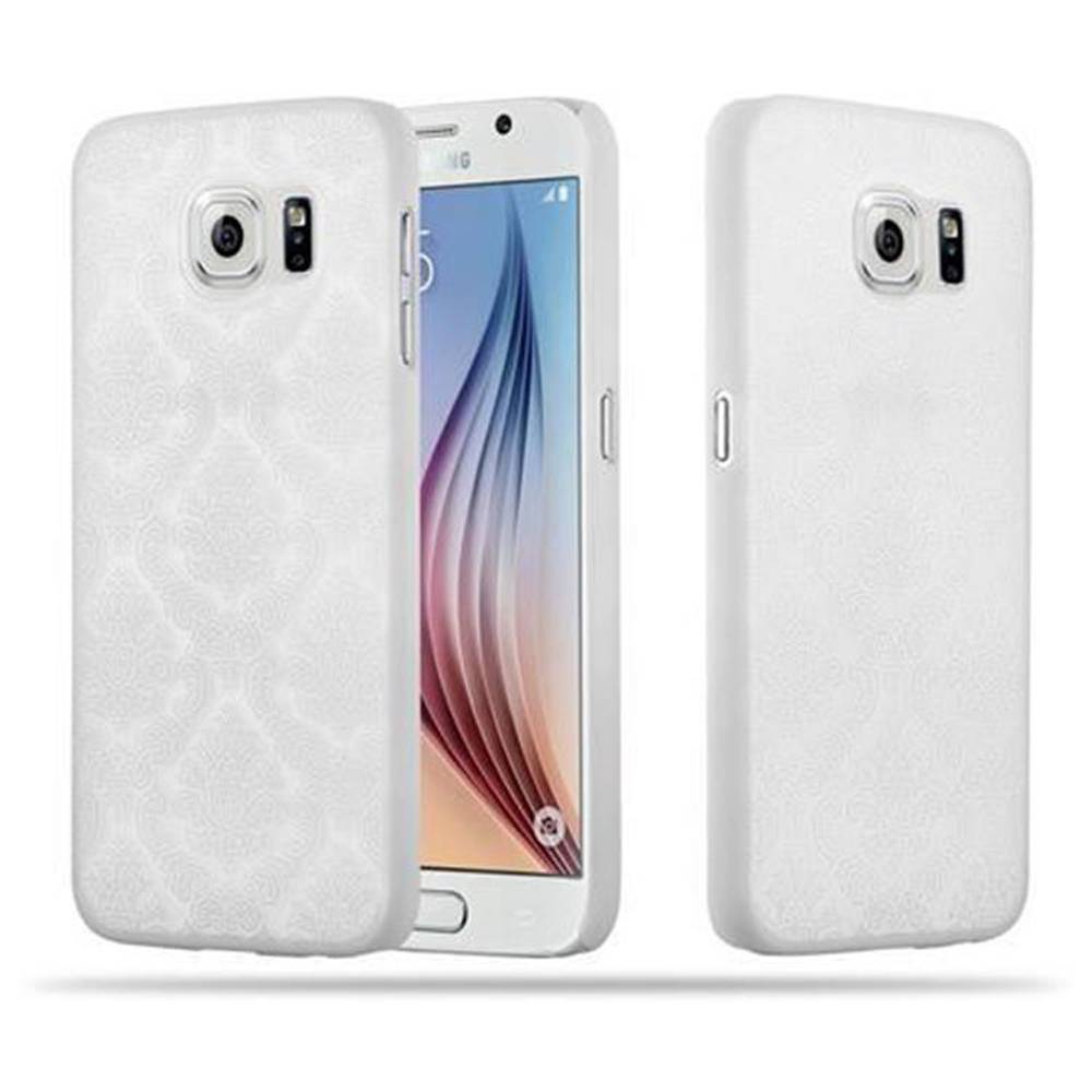 Cadorabo Hülle für Samsung Galaxy S6 Schutz Hülle in Weiß Hard Case Schutzhülle Blumen Etui Handyhülle