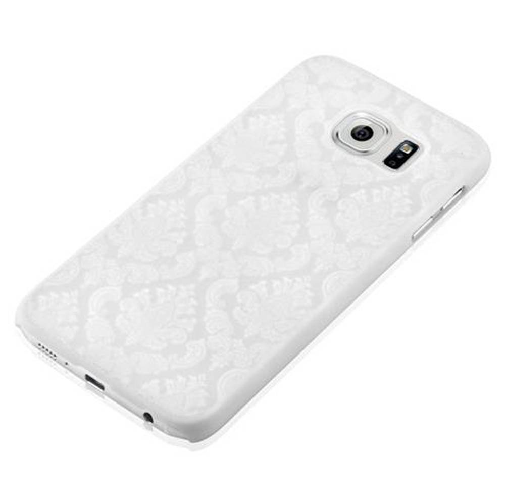 Cadorabo Hülle für Samsung Galaxy S6 Schutz Hülle in Weiß Hard Case Schutzhülle Blumen Etui Handyhülle