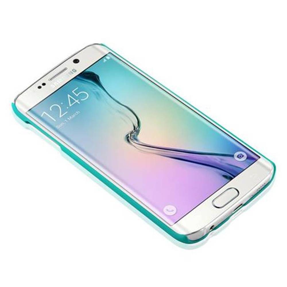Cadorabo Hülle für Samsung Galaxy S6 EDGE Schutz Hülle in Grün Hard Case Schutzhülle Blumen Etui Handyhülle