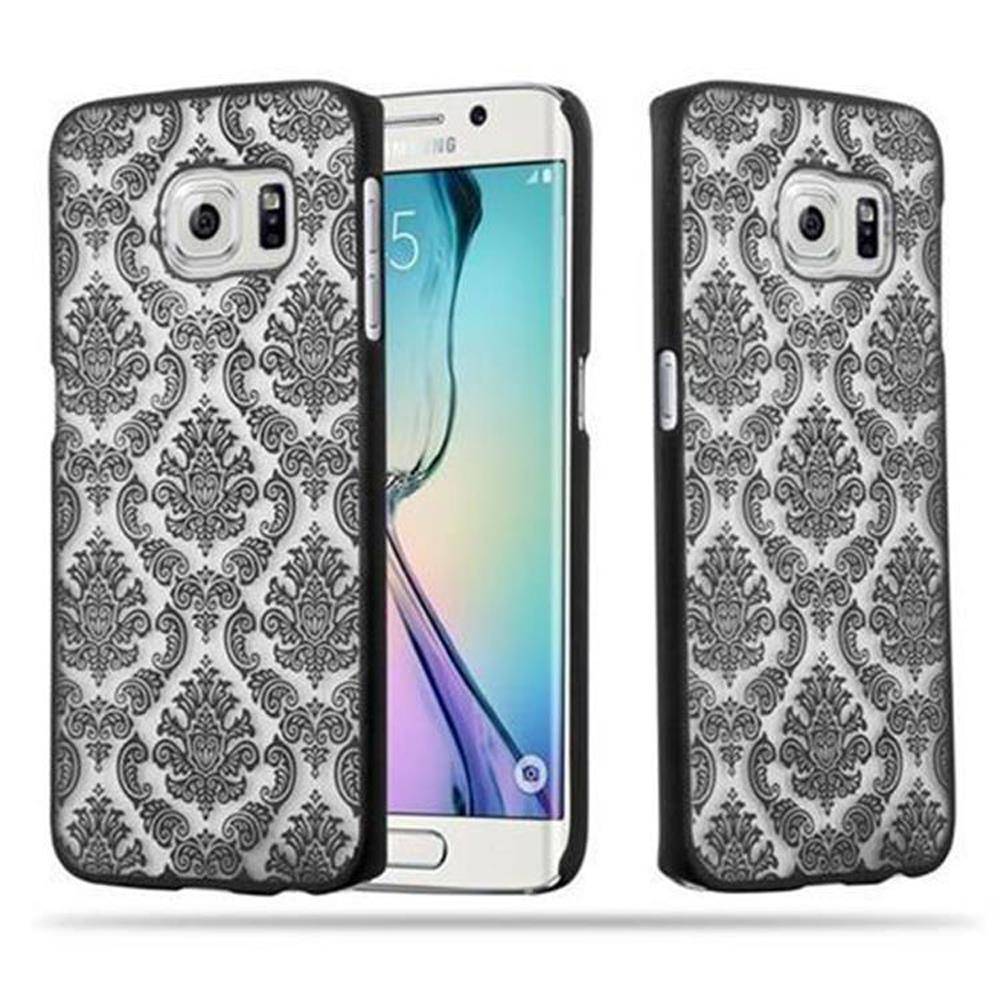 Cadorabo Hülle für Samsung Galaxy S6 EDGE Schutz Hülle in Schwarz Hard Case Schutzhülle Blumen Etui Handyhülle