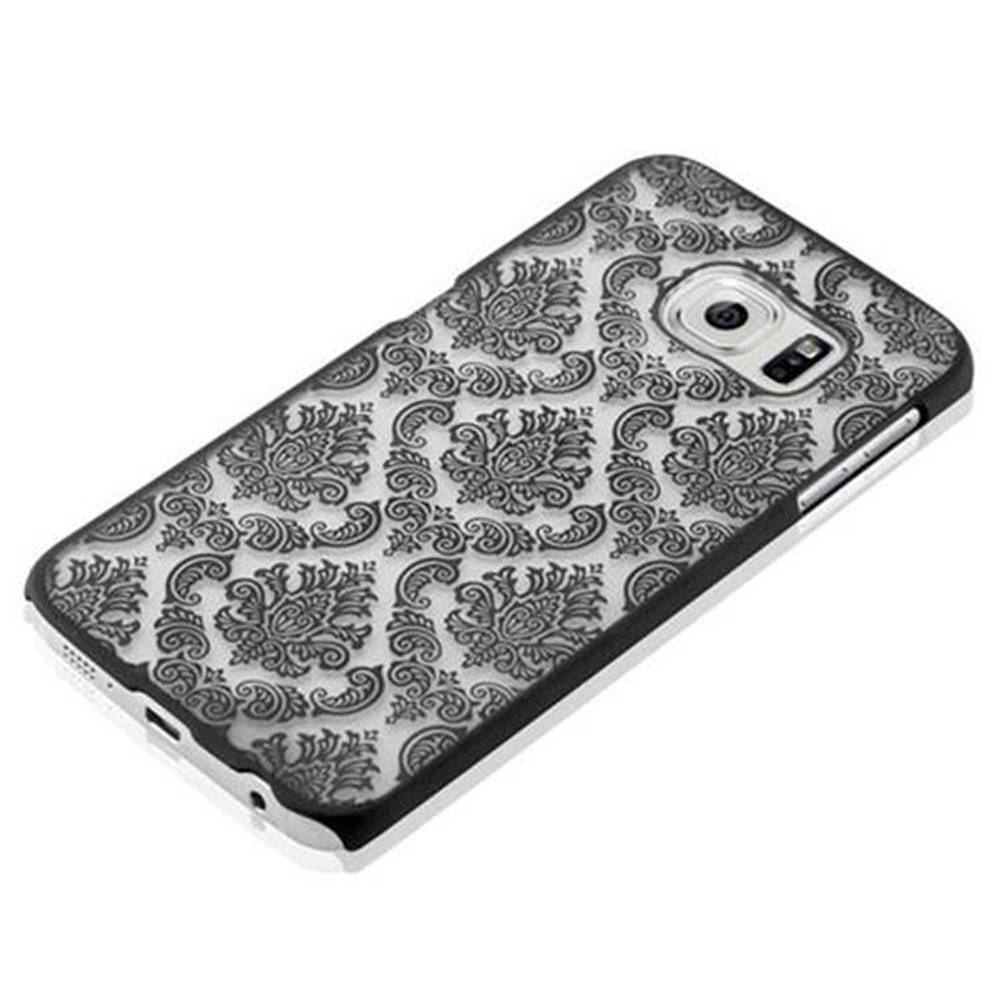 Cadorabo Hülle für Samsung Galaxy S6 EDGE Schutz Hülle in Schwarz Hard Case Schutzhülle Blumen Etui Handyhülle