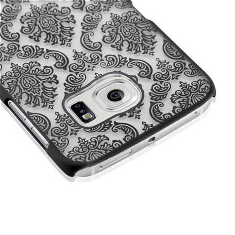 Cadorabo Hülle für Samsung Galaxy S6 EDGE Schutz Hülle in Schwarz Hard Case Schutzhülle Blumen Etui Handyhülle