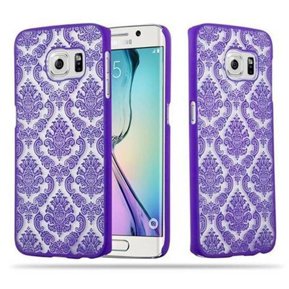 Cadorabo Hülle für Samsung Galaxy S6 EDGE Schutz Hülle in Lila Hard Case Schutzhülle Blumen Etui Handyhülle
