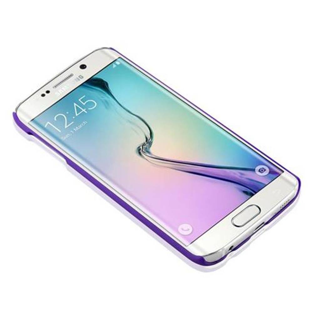 Cadorabo Hülle für Samsung Galaxy S6 EDGE Schutz Hülle in Lila Hard Case Schutzhülle Blumen Etui Handyhülle
