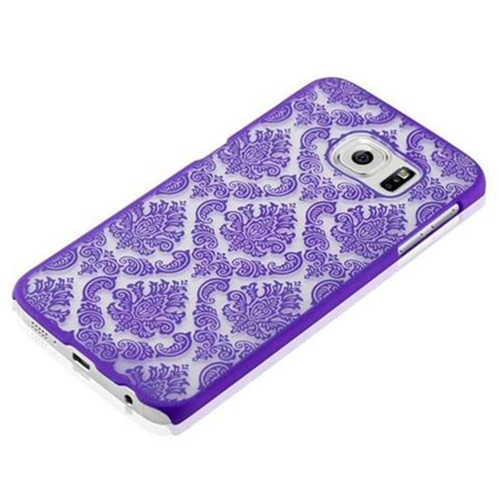 Cadorabo Hülle für Samsung Galaxy S6 EDGE Schutz Hülle in Lila Hard Case Schutzhülle Blumen Etui Handyhülle