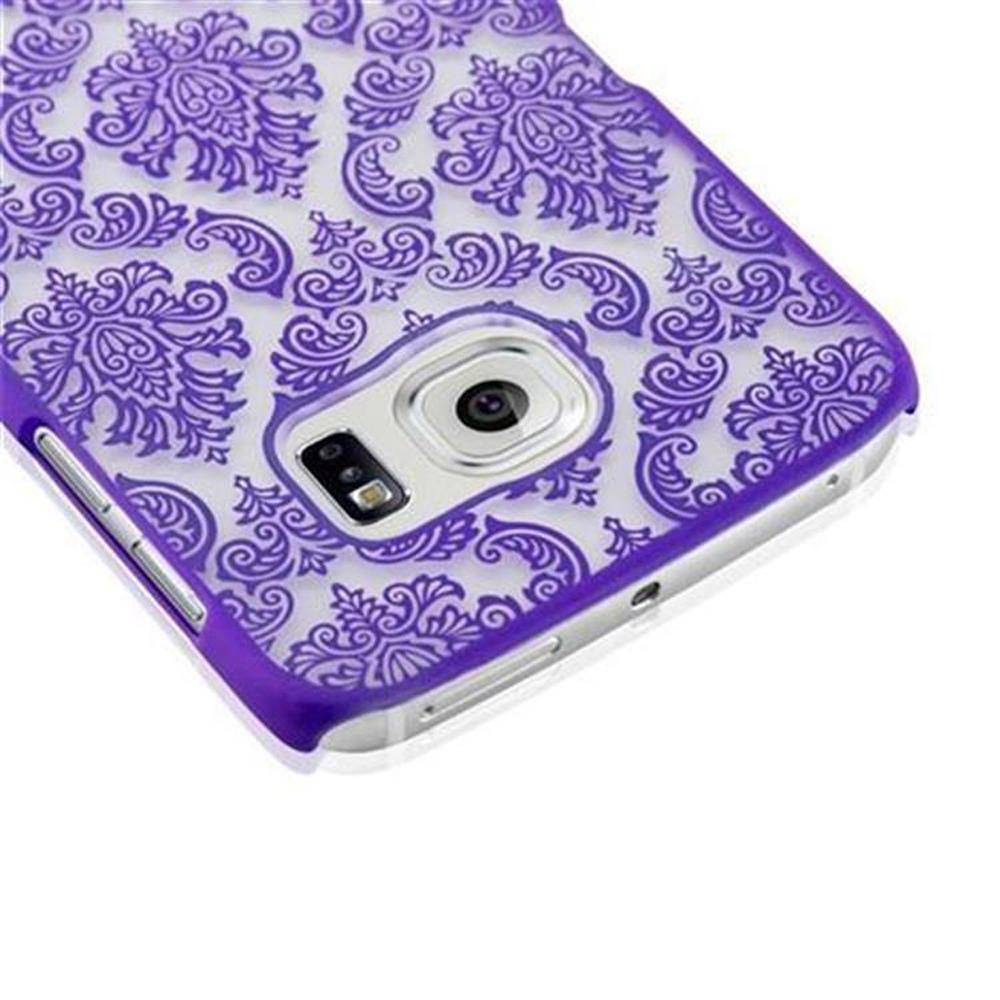 Cadorabo Hülle für Samsung Galaxy S6 EDGE Schutz Hülle in Lila Hard Case Schutzhülle Blumen Etui Handyhülle