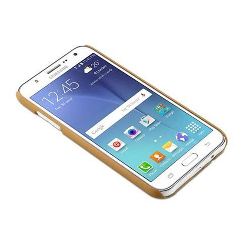 Cadorabo Hülle für Samsung Galaxy J5 2015 Schutz Hülle in Gold Hard Case Schutzhülle Blumen Etui Handyhülle