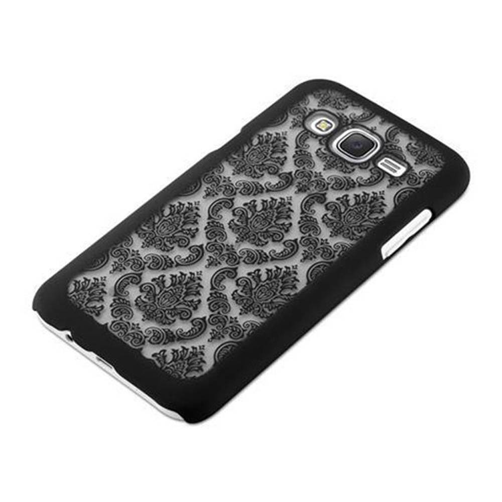 Cadorabo Hülle für Samsung Galaxy J5 2015 Schutz Hülle in Schwarz Hard Case Schutzhülle Blumen Etui Handyhülle