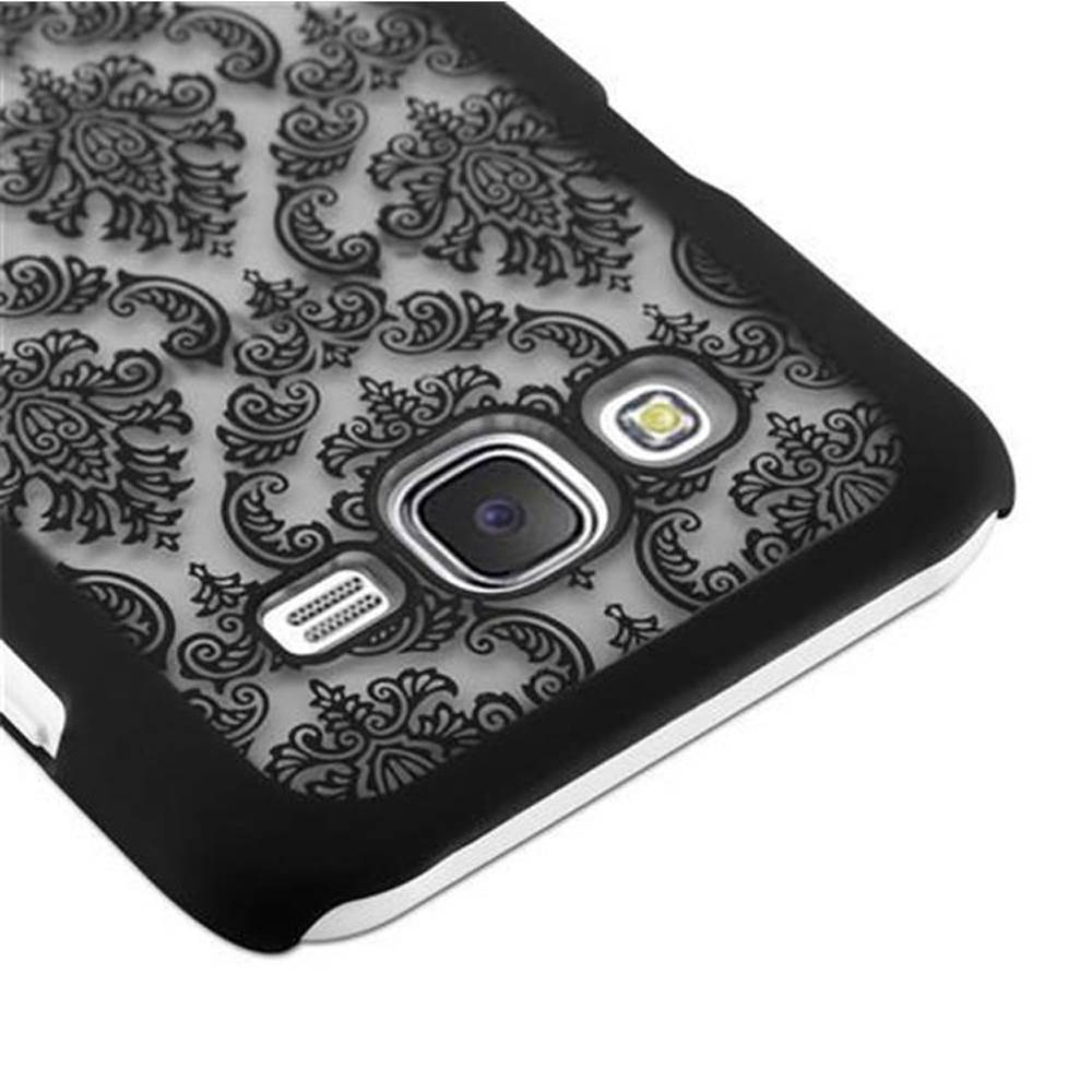 Cadorabo Hülle für Samsung Galaxy J5 2015 Schutz Hülle in Schwarz Hard Case Schutzhülle Blumen Etui Handyhülle