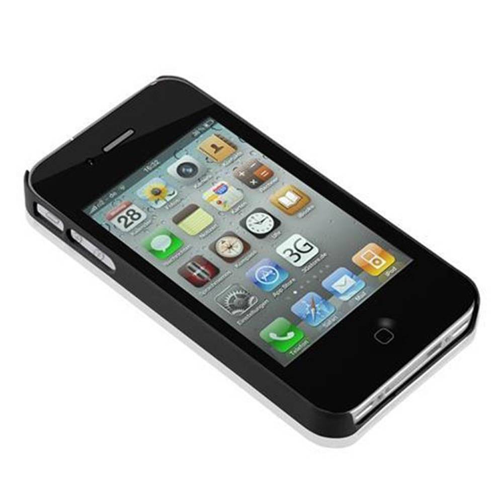 Cadorabo Hülle für Apple iPhone 4 / 4S Schutz Hülle in Schwarz Hard Case Schutzhülle Blumen Etui Handyhülle