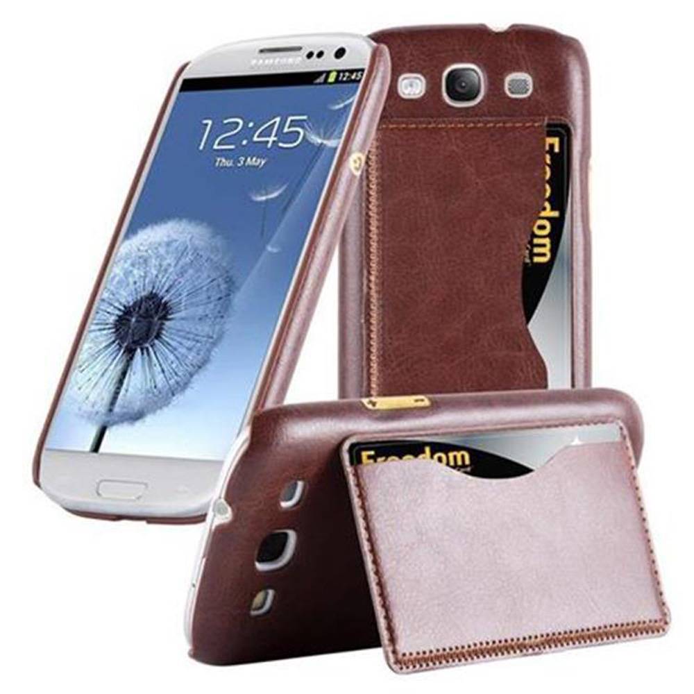 Cadorabo Hülle für Samsung Galaxy S3 / S3 NEO Schutzhülle in Braun Hard Case Handy Hülle Schutzhülle Standfunktion