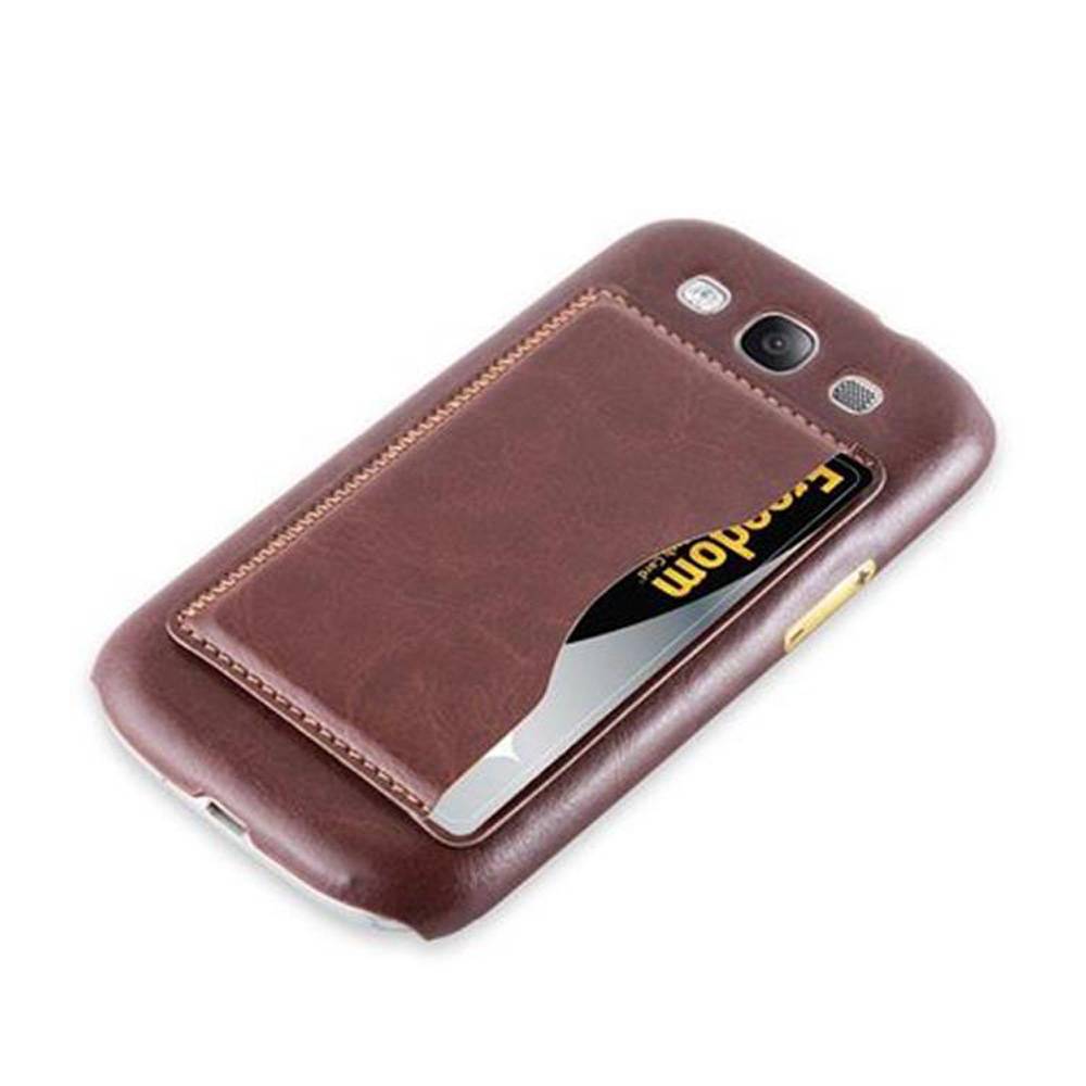 Cadorabo Hülle für Samsung Galaxy S3 / S3 NEO Schutzhülle in Braun Hard Case Handy Hülle Schutzhülle Standfunktion