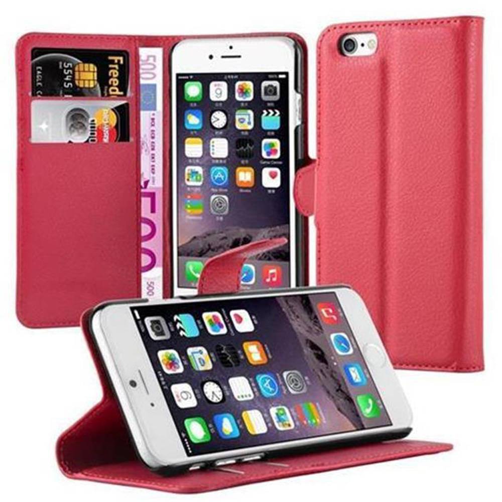 Cadorabo Hülle für Apple iPhone 6 / 6S Schutz Hülle in Rot Handyhülle Etui Case Cover Magnetverschluss