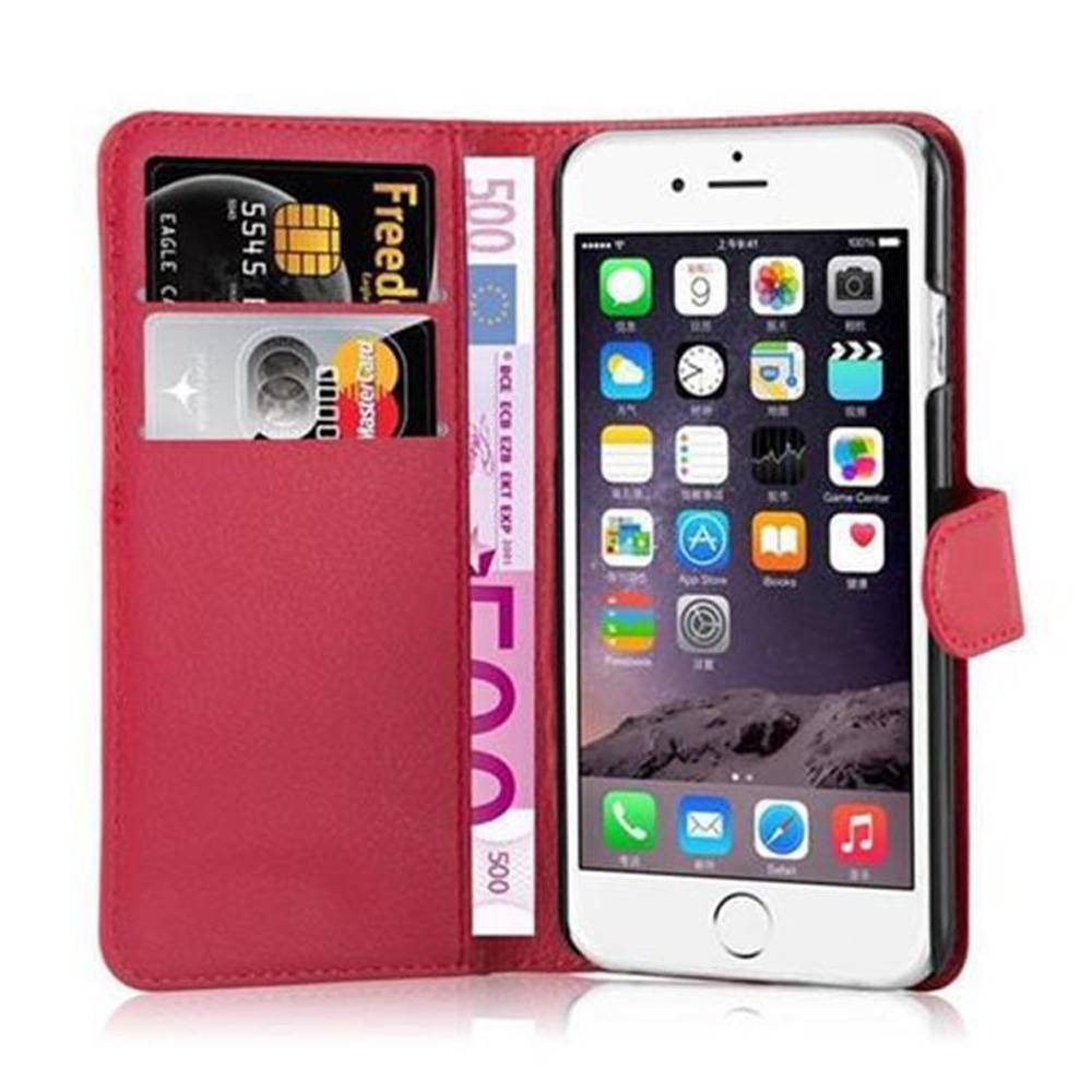 Cadorabo Hülle für Apple iPhone 6 / 6S Schutz Hülle in Rot Handyhülle Etui Case Cover Magnetverschluss